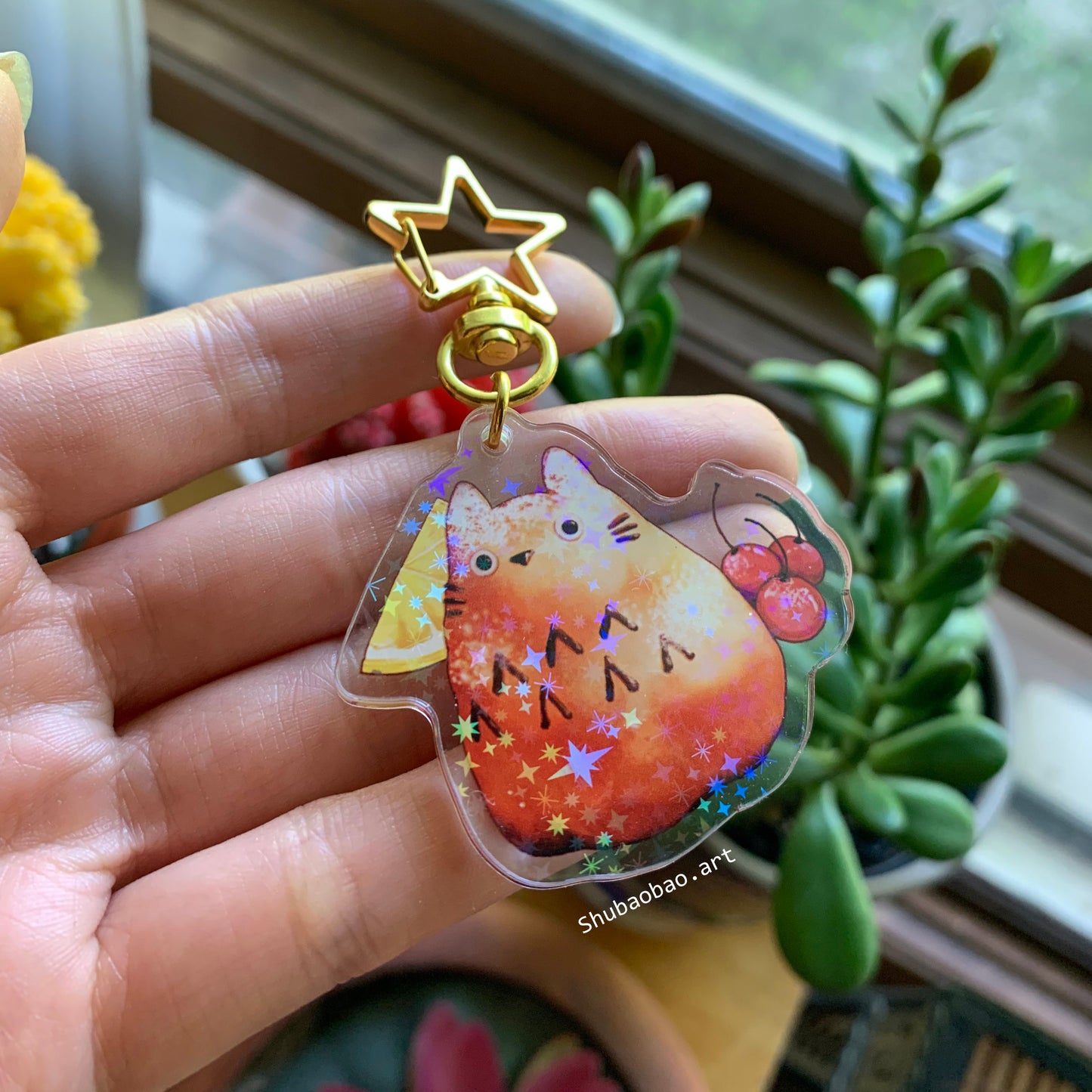 Acrylic Keychain- Totoro Puff