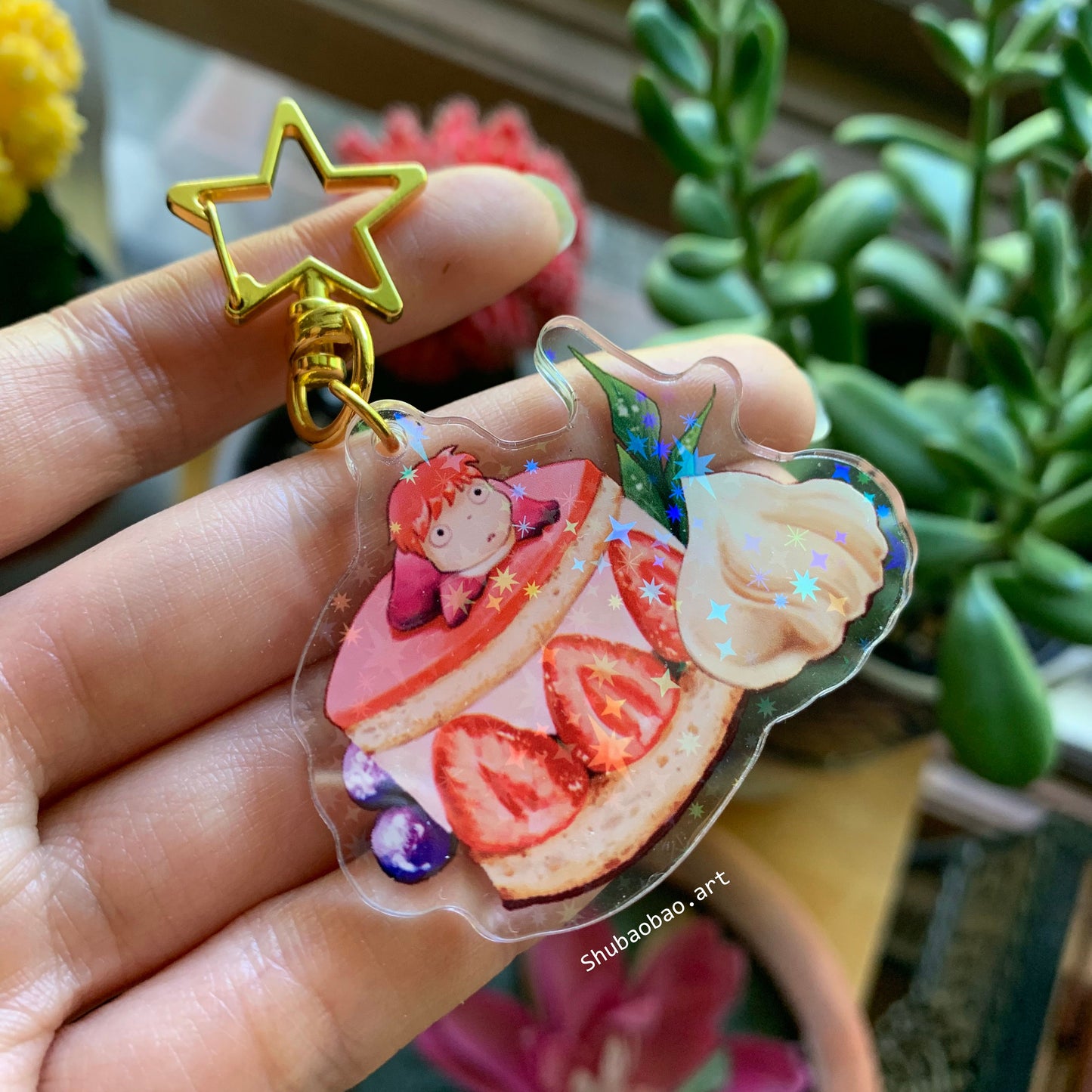 Acrylic Keychain- Ponyo Strawberry Shortcake